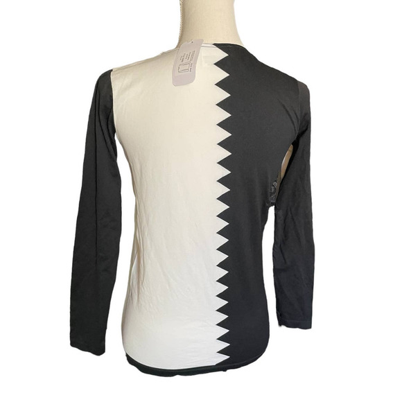 NWT Emilio Cavallini Womens Colorblock Top Blouse Long Sleeve Size OS Black - Picture 2 of 6